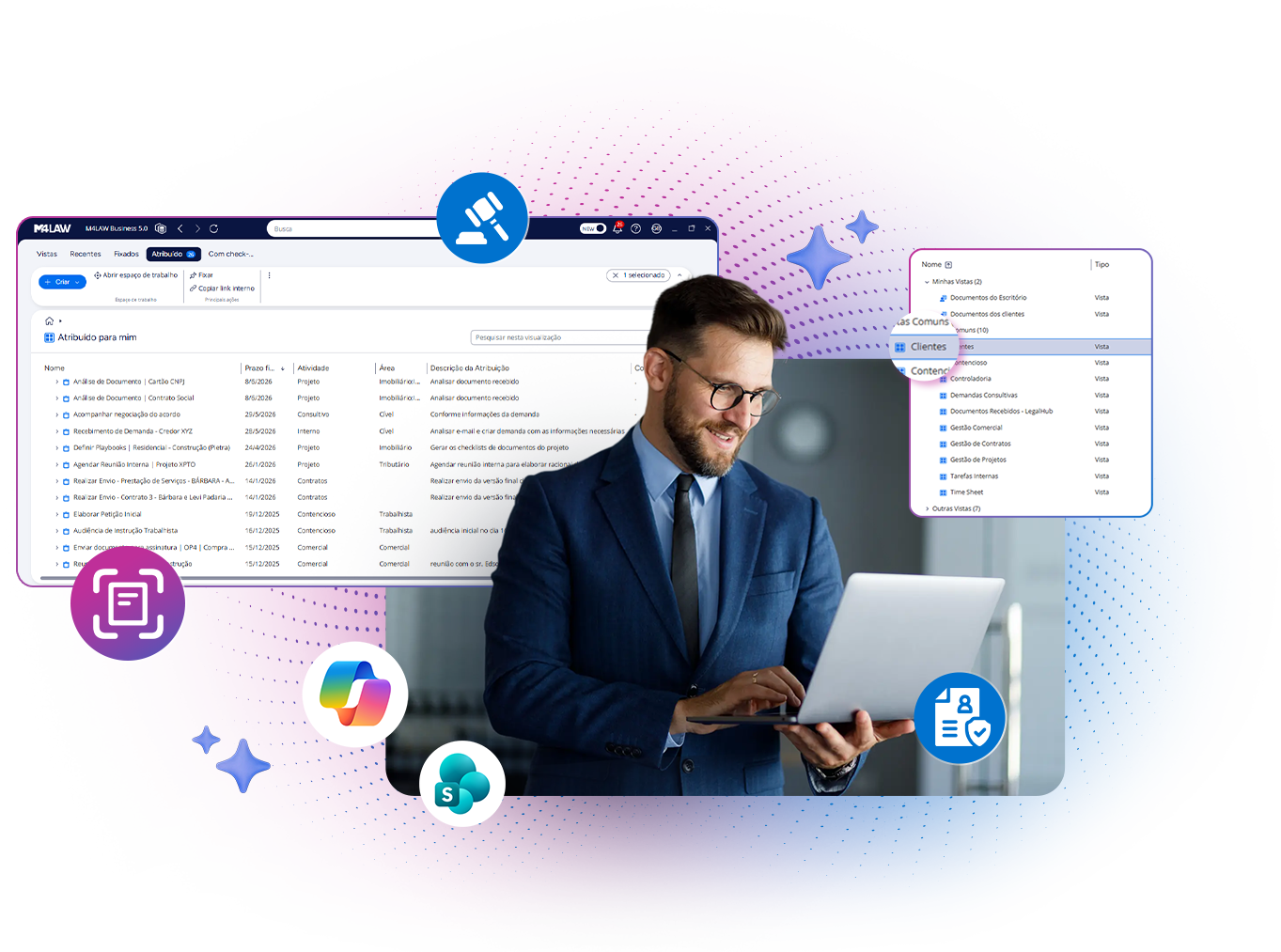 Dashboard do M4LAW, sistema de GED jurídico para gestão de documentos